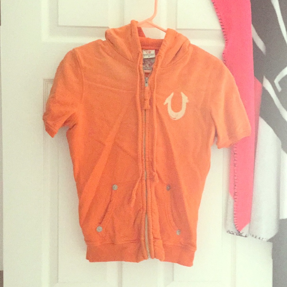 True religion short sleeve distressed hoodie